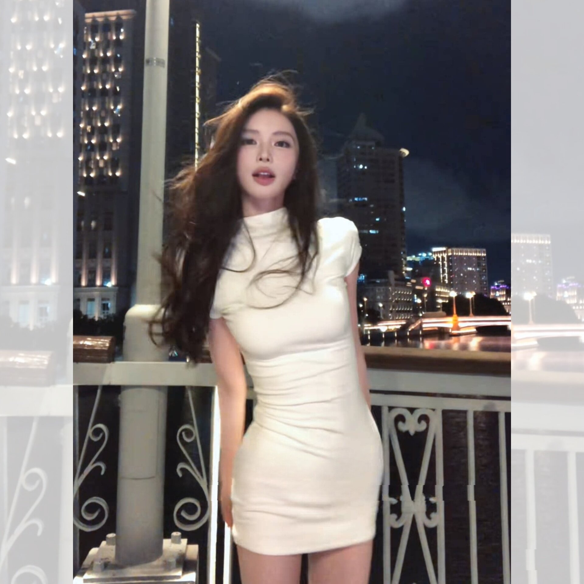 简约通勤风连衣裙半高领短袖修身包臀弹力收腰显瘦舒适百搭高级