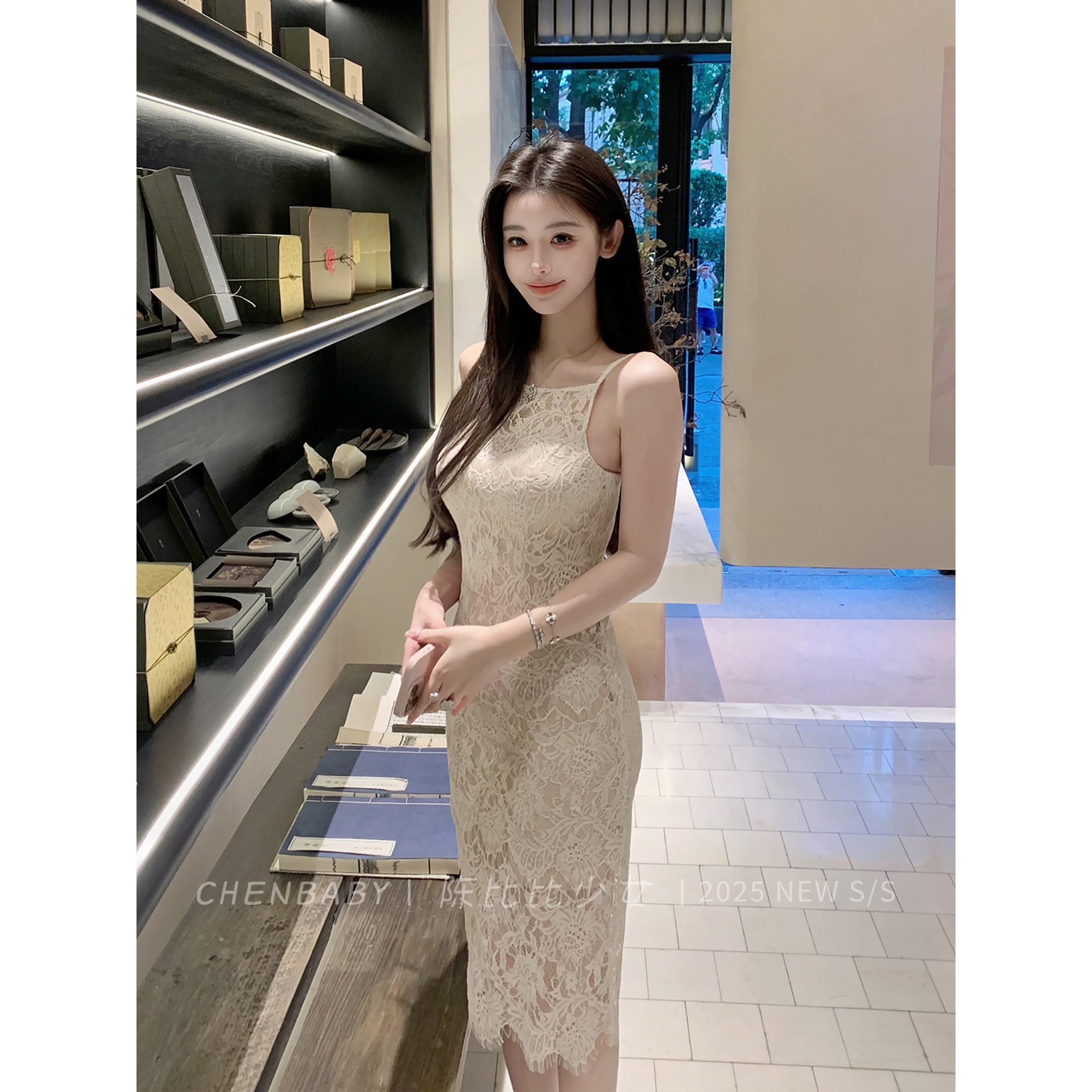 【凝脂玉兰】轻奢柔软蕾丝吊带连衣裙夏女氛围感纯欲度假风优雅