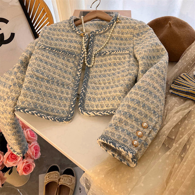 小个子小香风短款外套女超显白设计感秋冬季粗花呢上衣有吊牌氨纶