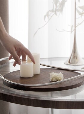 简约现代不锈钢果盘餐具托盘家居客厅餐厅茶几高档艺术装饰品摆件