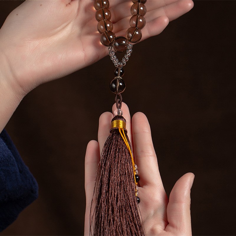 茶水晶13mm汽车挂件后视镜吊坠车内挂饰品DIY男女款 手编流苏饰品