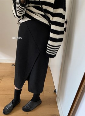 大码女装胖妹妹mm黑色西装半身裙春夏高腰宽松显Q瘦直筒裙子200斤