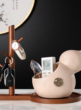 新中式入户玄关钥匙鞋柜收纳葫芦摆件创意客厅桌面陶瓷家居装饰品