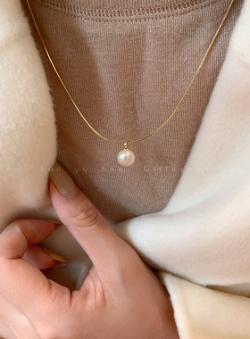 轻奢法式珍珠吊坠项链女秋冬小众高级感毛衣炼气质百搭锁骨链配饰