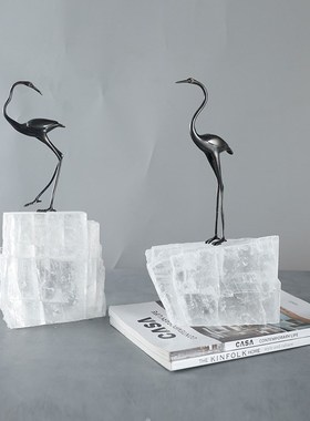 欧式轻奢水晶仙鹤摆件现代简约样板间客厅电视柜酒店餐桌家居饰品