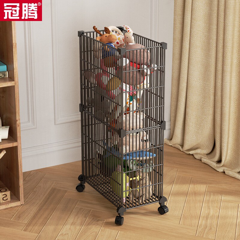 娃娃收纳筐卧室公仔毛绒玩具收纳桶家用铁艺杂物篮可移动带轮架子,收纳整理,毛绒玩具收纳桶/箱,淘宝优惠券,粉丝福利购,淘宝优惠卷