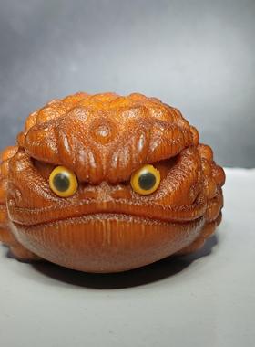 手工竹制工艺品老实心竹把玩玉化包浆金蟾竹雕吉祥转运文玩收藏品