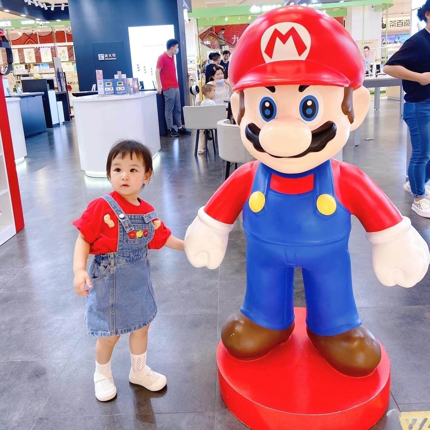 潮玩马里奥大摆件路易吉雕塑超级玛丽卡通人物大娃公仔商铺装饰