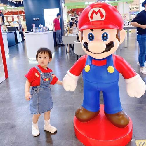 潮玩马里奥大摆件路易吉雕塑超级玛丽卡通人物大娃公仔商铺装饰