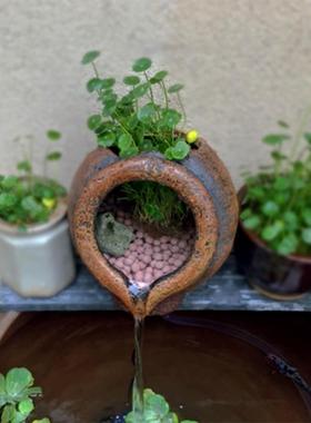 diy流水罐子陶罐水缸鱼池增氧花园庭院造景摆放鲜花建设景观空调