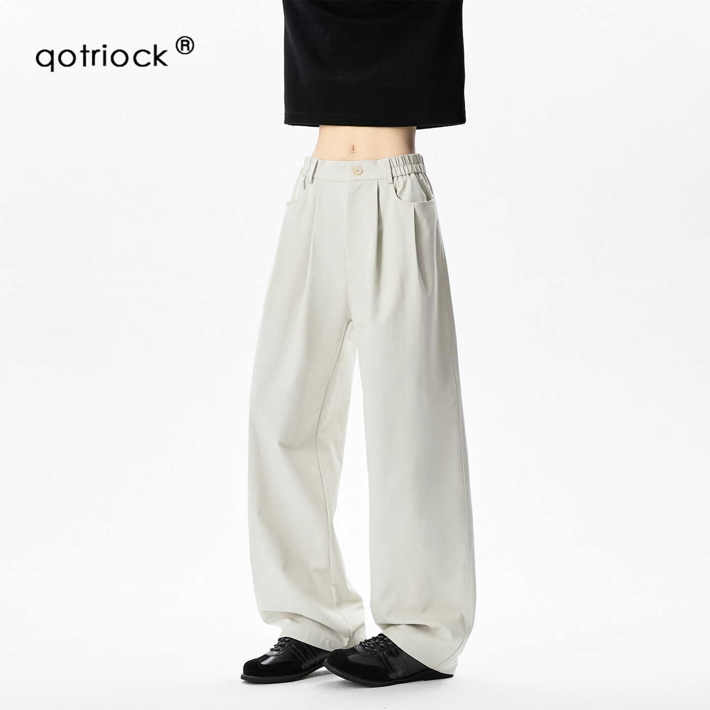 QOTRIOCK老钱风立体褶皱大码西裤图片