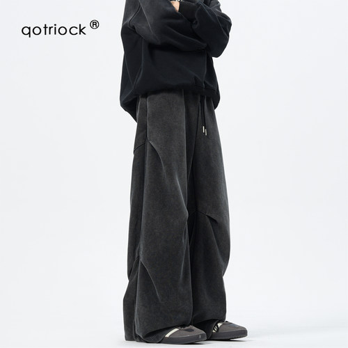QOTRIOCK做旧水洗伞兵休闲卫裤男
