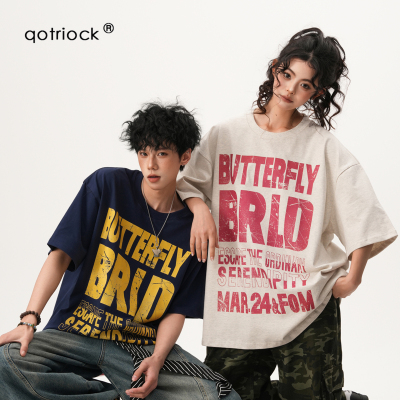 QOTRIOCK美式斑驳做旧短袖t恤男