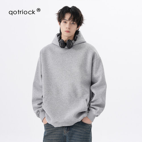 QOTRIOCK新款重磅加绒连帽卫衣男