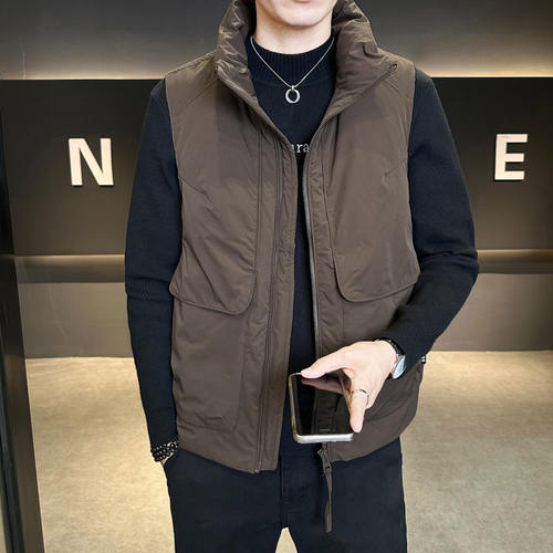 羽绒马甲男款士秋冬季加厚薄款立领工装轻薄羽绒服棉背心坎肩外套