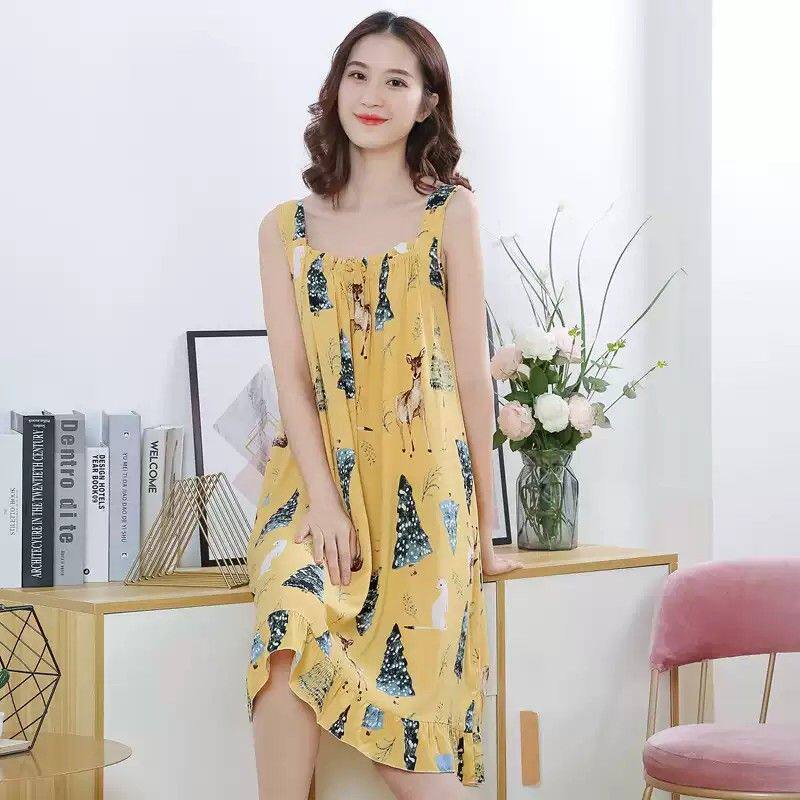 吊带睡裙女夏季2022年新款棉绸睡衣性感可爱春秋孕妇绵绸大码薄款