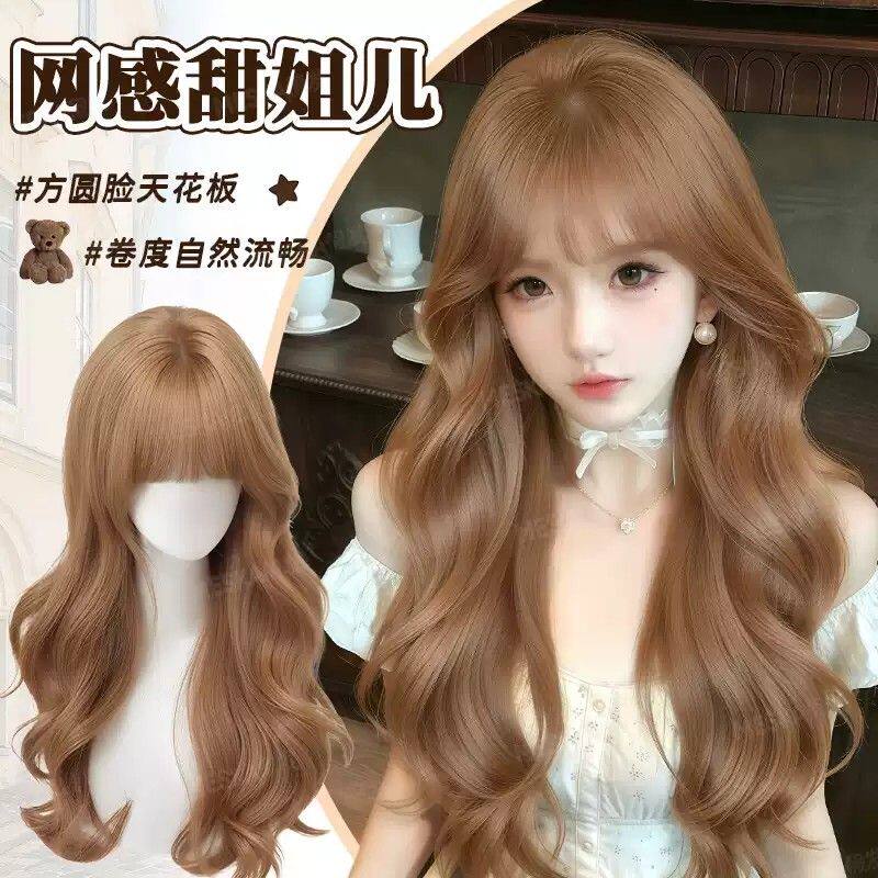 假发女全头套显白香槟金lolita大波浪长卷发自然仿真发整顶假发套