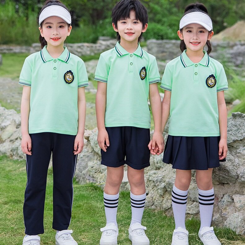 幼儿园园服小学生校服夏季两件套果绿色短袖儿童班服运动会活动服