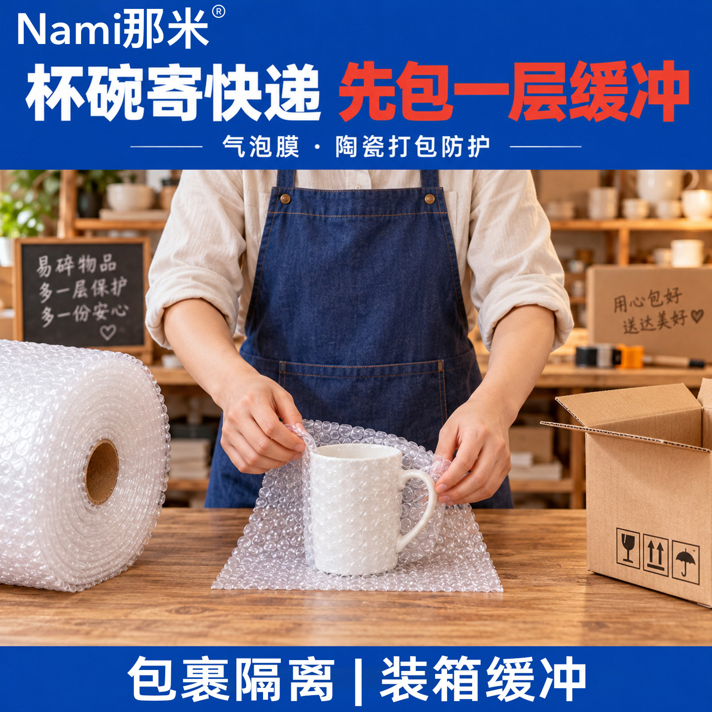 包装泡沫防撞气泡膜搬家打包材料震50cm宽加厚玻璃陶瓷运输保护膜