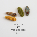 儿童格纹纽扣发夹可爱女童碎发夹BB夹秋冬新款 发卡女孩头饰侧边夹