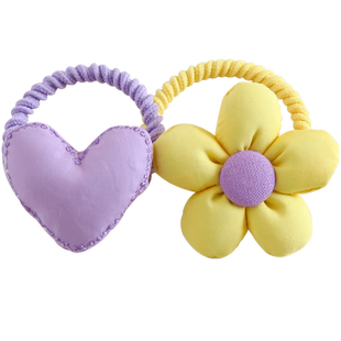 儿童拼色布艺发圈不伤发小女孩花朵爱心头绳女童高弹充棉发绳头饰