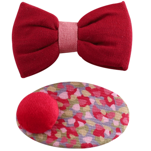 红色丝绒蝴蝶结发夹儿童新年大红女孩发卡刘海夹女童BB夹宝宝头饰