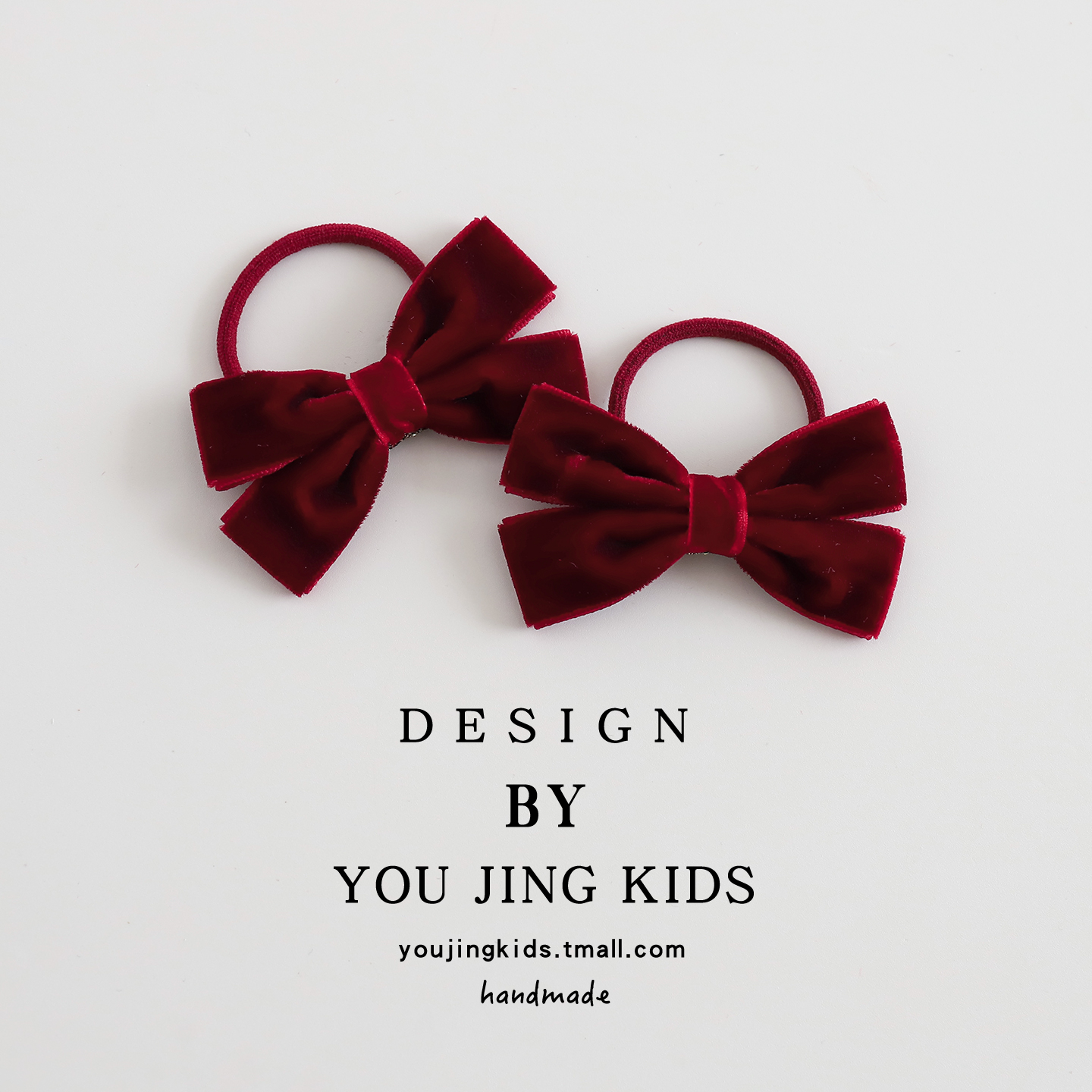 儿童丝绒蝴蝶结发圈女童红色皮筋头绳小女孩新年洋气发绳宝宝头饰