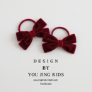 儿童丝绒蝴蝶结发圈女童红色皮筋头绳小女孩新年洋气发绳宝宝头饰