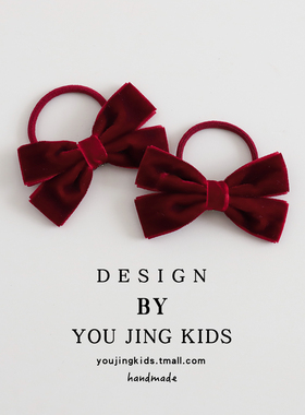 儿童丝绒蝴蝶结发圈女童红色皮筋头绳小女孩新年洋气发绳宝宝头饰