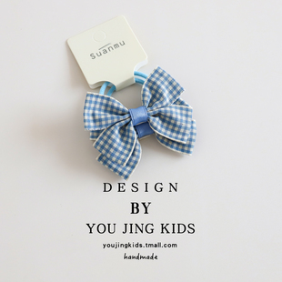 韩系儿童格子发圈女孩波点布艺不伤发头绳皮筋女童蝴蝶结发绳头饰