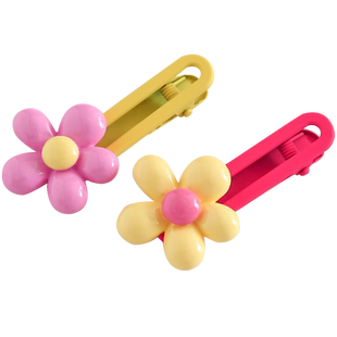 韩系儿童花朵甜美发夹拼色女童刘海夹边夹女孩发卡子可爱小花头饰