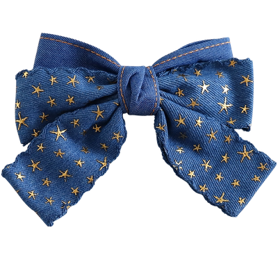 儿童复古大蝴蝶结飘带发夹女童公主牛仔发卡顶夹洋气女孩马尾头饰