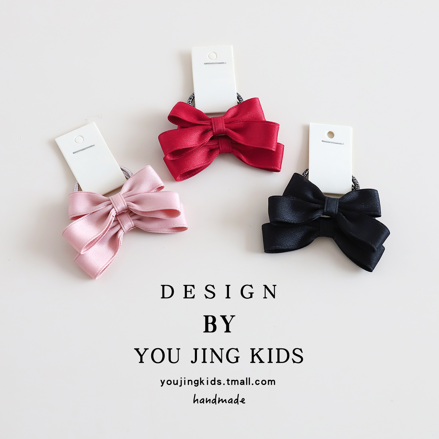 儿童小蝴蝶结红色发绳布艺简约女孩皮筋头绳女童发圈百搭公主头饰