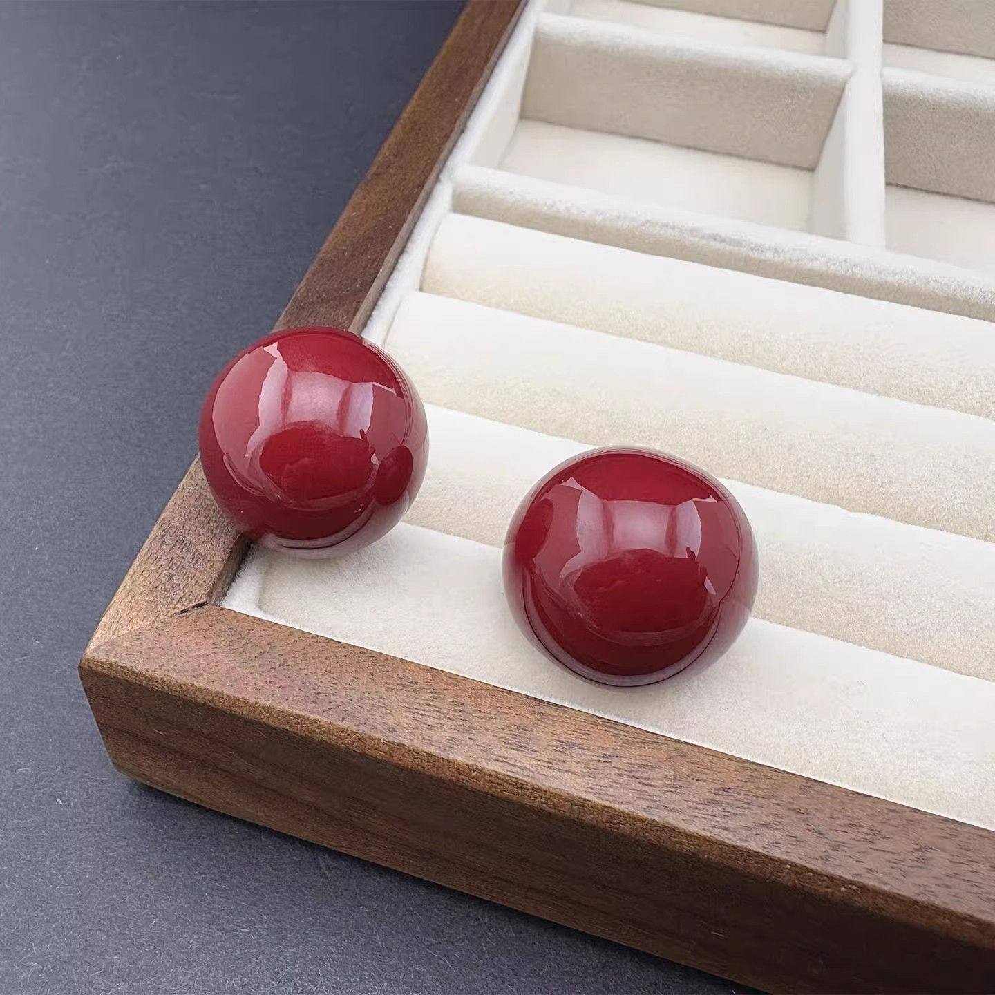 设计感气质方圆脸耳钉2026新款高级感复古酒红色珍珠耳环新年耳饰,饰品/流行首饰/时尚饰品新,耳环,淘宝优惠券,粉丝福利购,淘宝优惠卷