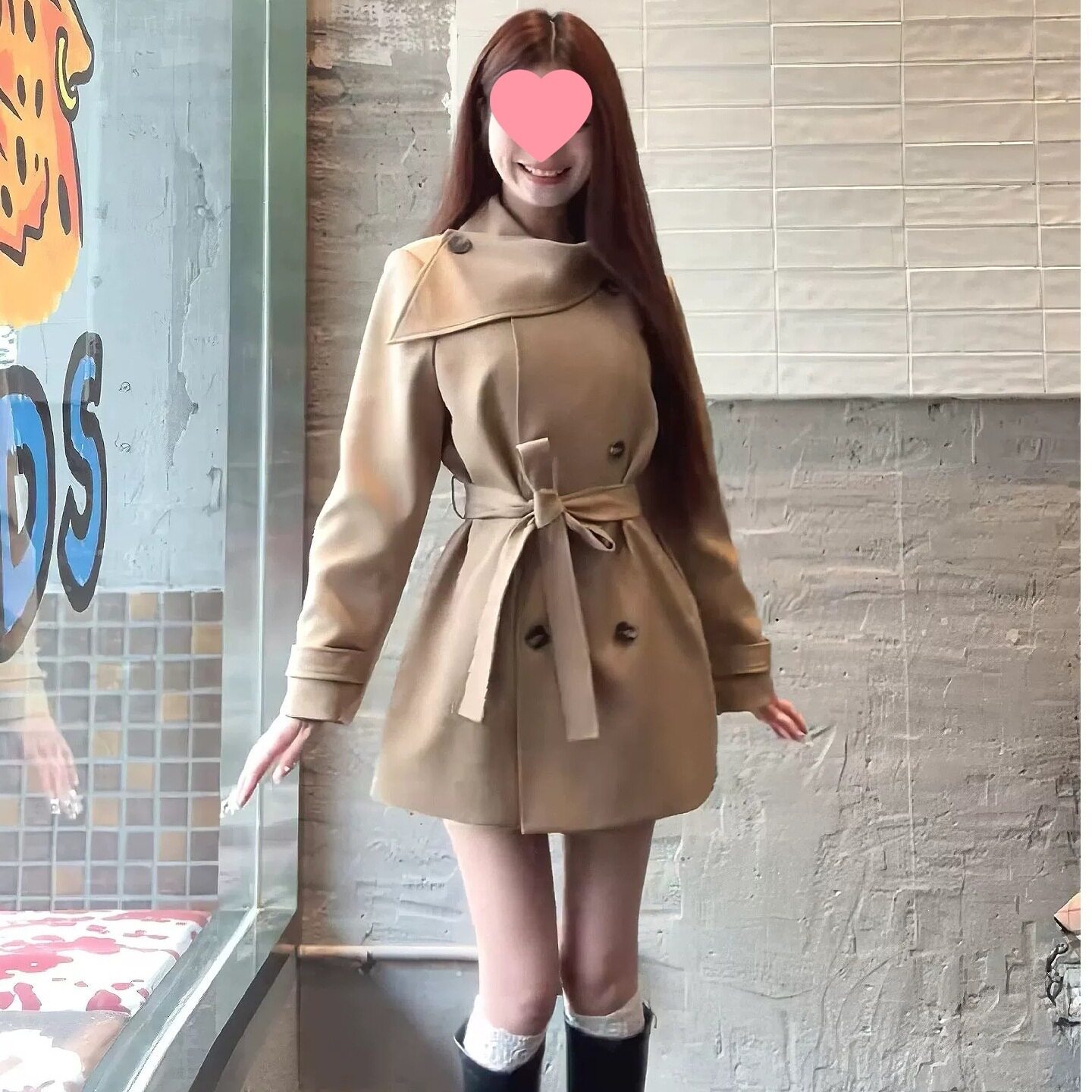 千金女主风双排扣风衣女