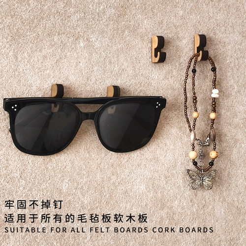 挂钩图钉实木毛毡板软木板照片墙