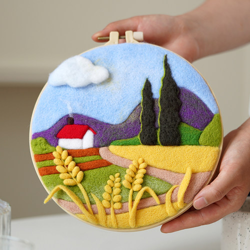 花卉羊毛毡戳戳绣手工diy装饰画