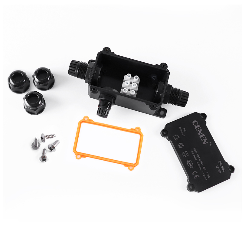 户外防水接线盒IP68LED分线盒子防雨塑料端子一进二出密封外壳体