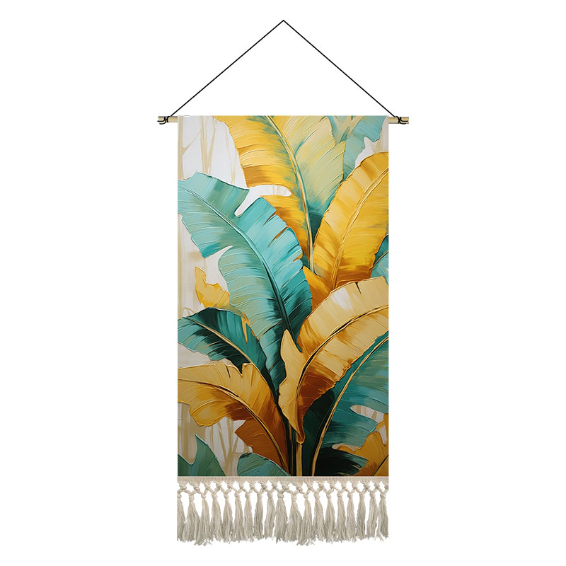 现代简约挂毯家大业大芭蕉叶玄关装饰画客厅走廊过道挂画布艺定制图片