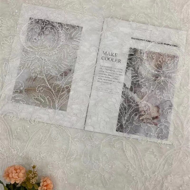 厂家直销 重工绣汉服童装网纱布料蕾丝花边 花瓶花纹绒绣面料