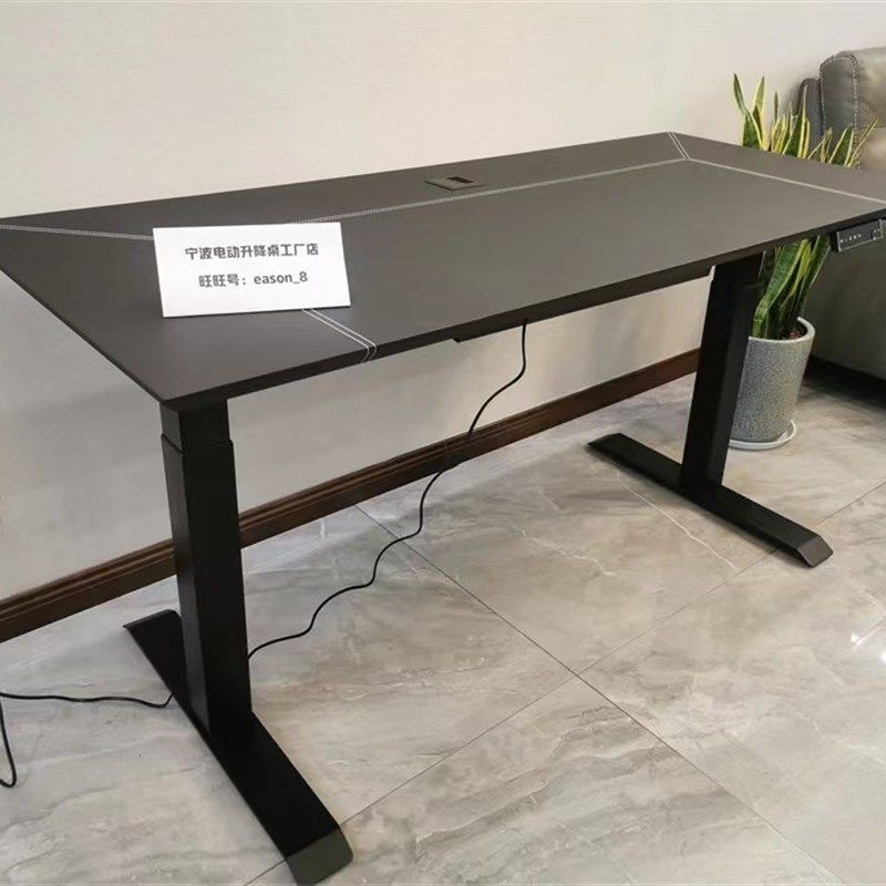 出口美国智能电动皮面升降桌双电机家用办公电竞学习桌定制T288