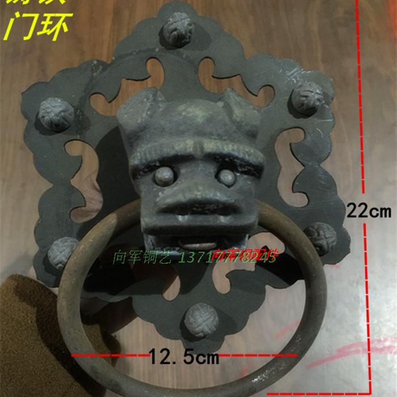 明清古典家具铁门环兽头大门把手中式仿古门钹五金配件柜子拉手