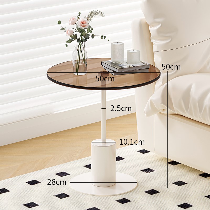 迷你沙发边几茶几客厅家用创意岩板角几床头不锈钢玻璃小圆桌子