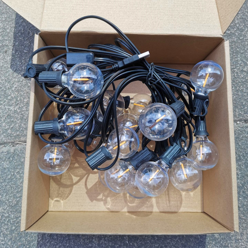 欧式复古G40LED塑料圆球泡灯串节日婚庆E12低压户外防水装饰串灯