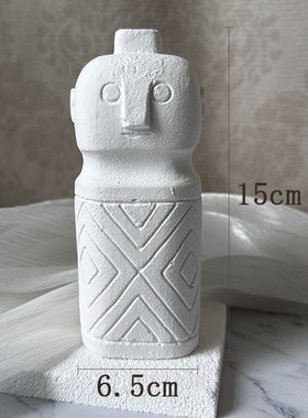 石膏远古风格雕塑摆件几何艺术仿石像装饰人像家居装饰桌面摆设