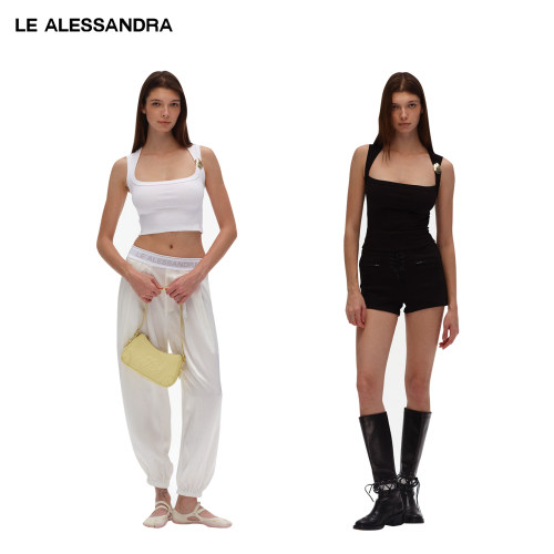品牌直营 LE ALESSANDRA “Egg”方领交叉短款背心上衣无袖可外穿