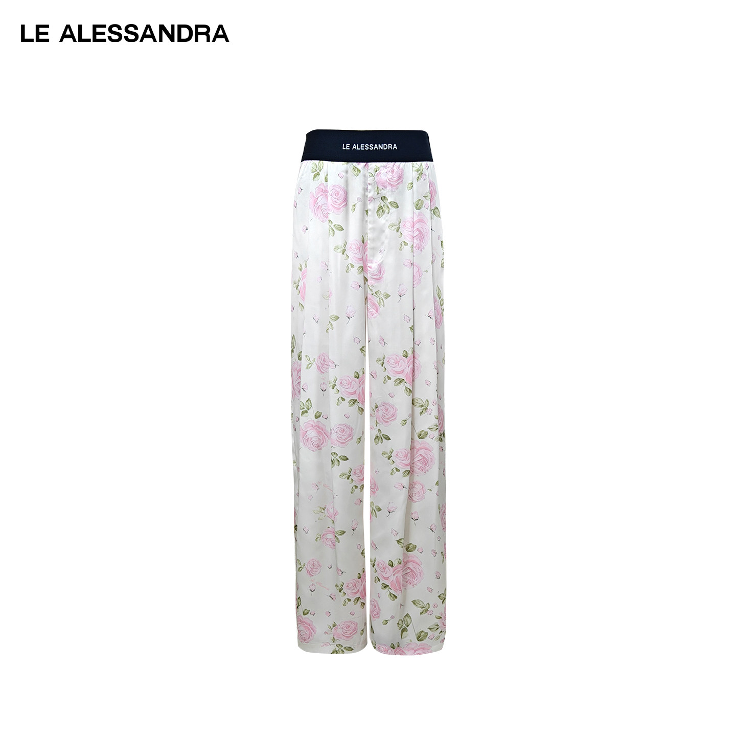 品牌直营 LE ALESSANDRA "花卉系列"手绘艺术花朵松紧腰西装长裤