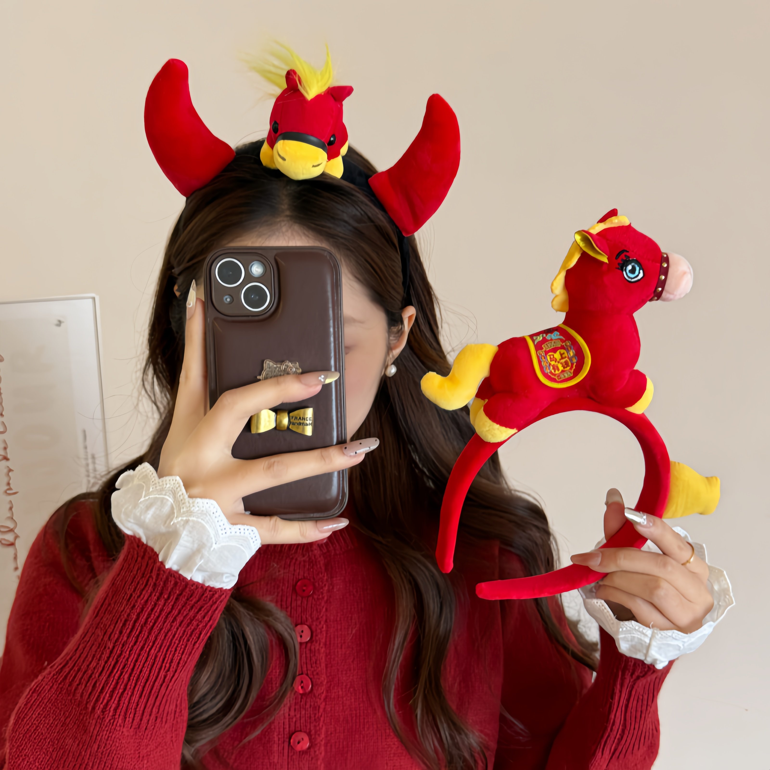 2026马年生肖发饰可爱毛绒公仔发箍儿童元旦跨年活动表演头饰头箍,饰品/流行首饰/时尚饰品新,发饰,淘宝优惠券,粉丝福利购,淘宝优惠卷