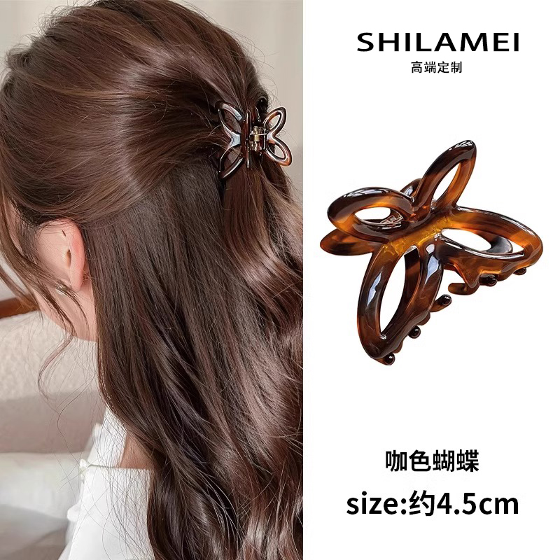 蕊曦蝴蝶玫瑰半扎发小号抓夹女