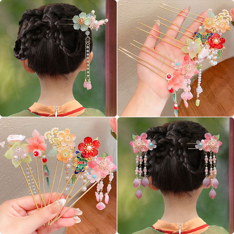 儿童汉服饰拉美流苏簪子